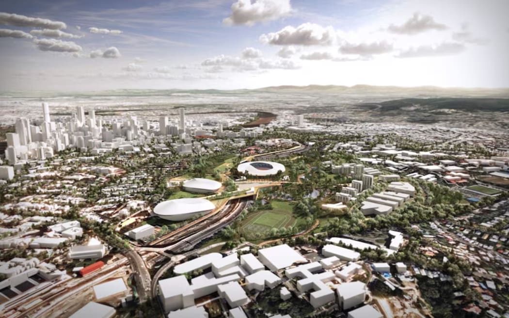 An artist's illustration of the proposed new stadium at Victoria Park in Herston.