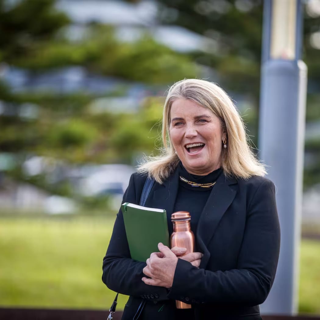 Gunn and her supporters were in high spirits on Tuesday when they appeared at the Manukau District Court and they appeared buoyant again when they returned on Friday.