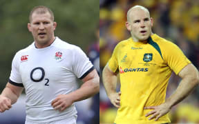 Rugby captains Dylan Hartley of England (left) and Australia's Steven Moore.