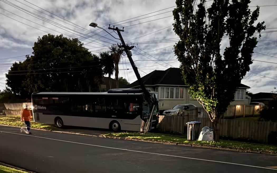 A power pole has been snapped in a crash in Onehunga.