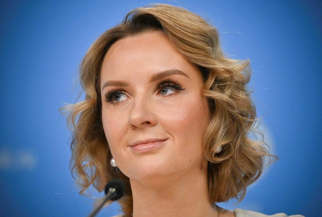 Russia's Children's Rights Commissioner Maria Lvova-Belova holds a press conference in Moscow on 4 April, 2023.