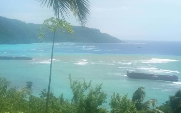 The barges being used in the salvage operations off Rennell Island.