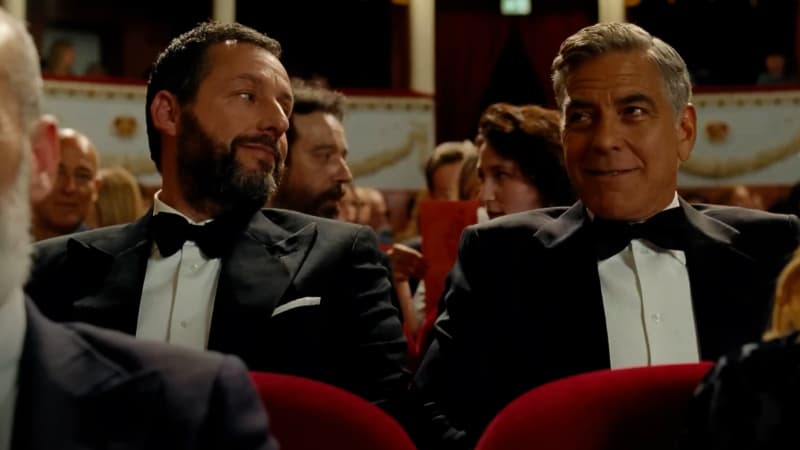 Adam Sandler and George Clooney in Jay Kelly.