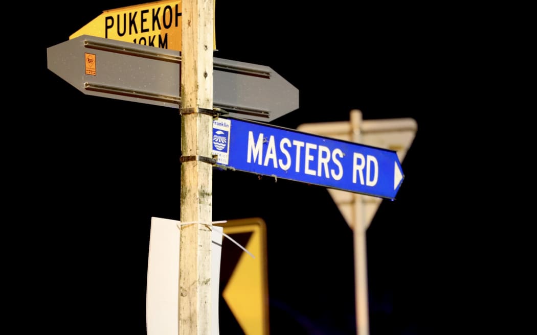 Waiuku triple fatality - Masters Road sign