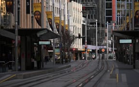 The George Street promenade, Sydney, pictured on usually busy Saturday afternoon, on 17 July 2021, after authorities ordered new Covid-19 restrictions.
