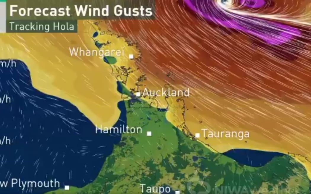 Niwa's tracking of Cyclone Hola as it nears the North Island.