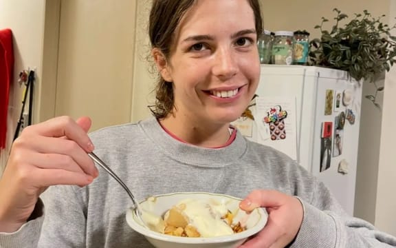 Alice Taylor with bowl of yummy looking food.