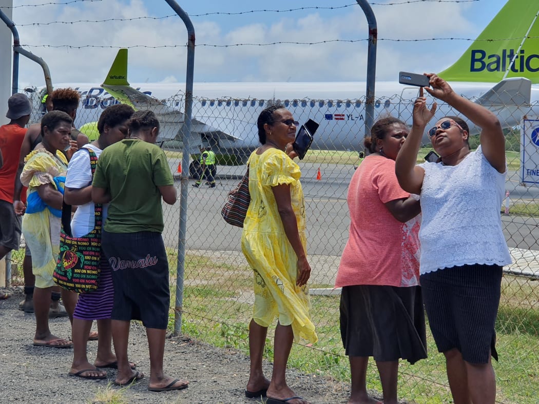 An A220 during a publicity flight to Vanuatu in 2019
