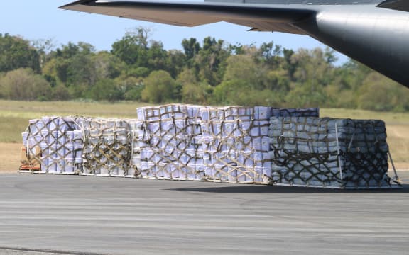 The NZ Defence Force delivered 800 shelter kits, 800 tarpaulins, 200 mother-and-baby kits and five generators.