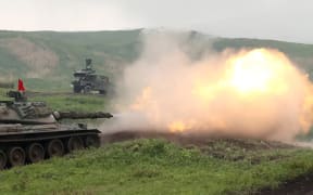 Japans Ground Self-Defense Force conducts the largest live firing drill in Japan "Fuji Live Firing Exercise" at JGSDF East Fuji Maneuver Area in Shizuoka Prefecture on May 22, 2021.