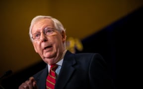 Senate Majority Leader Mitch McConnell gives election remarks in Louisville, Kentucky.