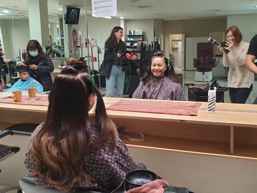 Media accompanied Green Party co-leader Marama Davidson on her trip to the local hairdresser after a day of campaigning on 16 October, 2020.