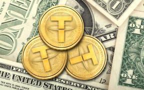 Concept of Tether (or USDT)  equals to1 US Dollar,  Cryptocurrency