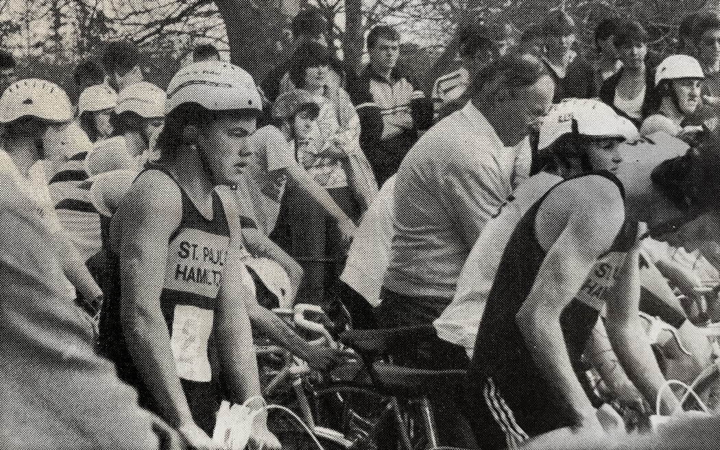 Inia competing in a triatholon as a teenager