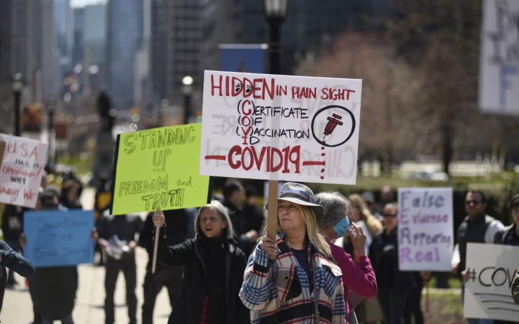 Anti-vaccination protesters in Canada.