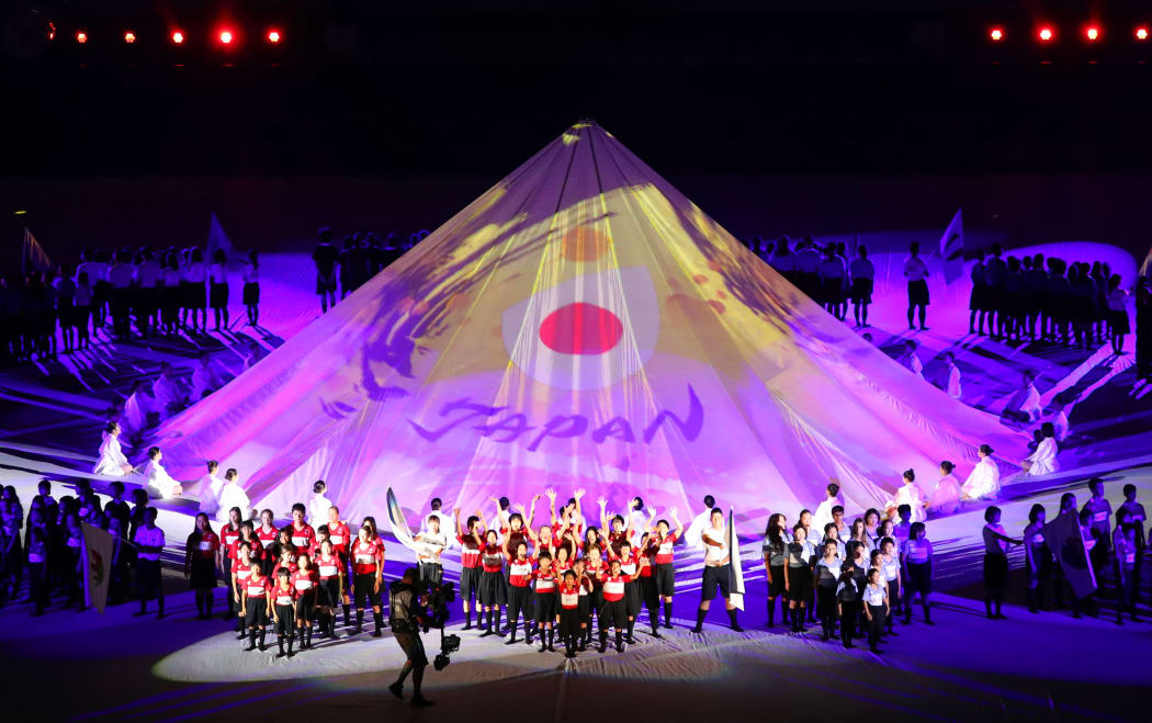 The opening ceremony of 2019 Rugby World Cup is held at the Tokyo Stadium (Ajinomoto Stadium).