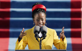 Poet Amanda Gorman speaks at the inauguration of US President Joe Biden.