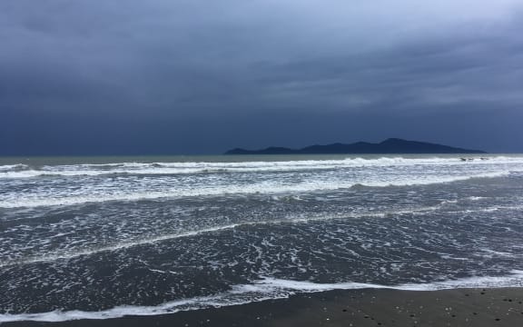 View from Paekākāriki beach looking towards Kapiti Island