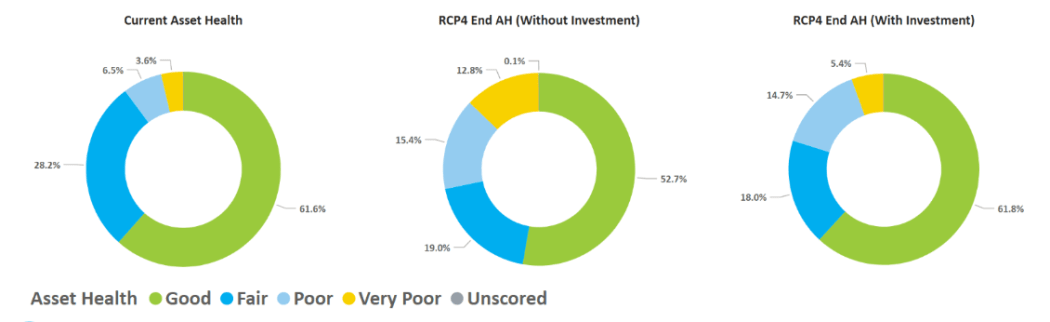 A chart showing Transpower's pylon 'tower asset health chart' for 2023.