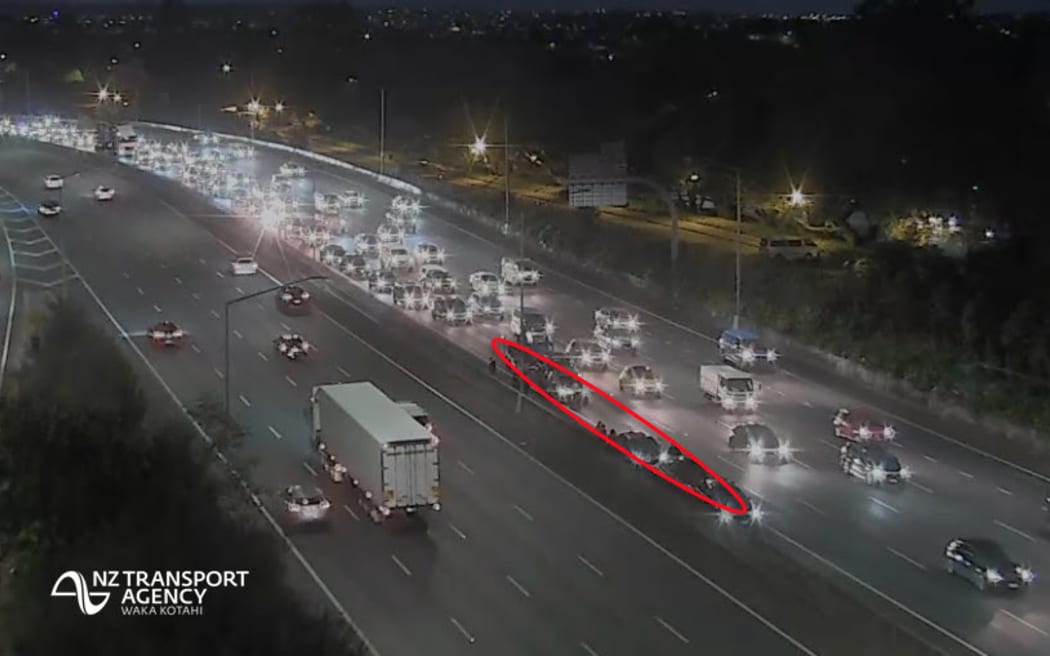 Traffic backed up on the motorway after a crash, 3 March, 2025.