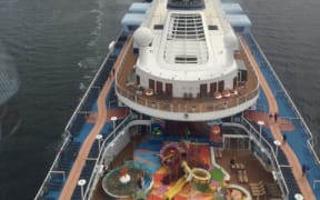 Ovation of the Seas pouring smoke