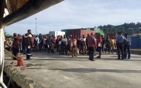 Banned passengers at Vanimo wharf