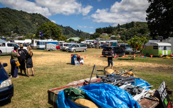 A group of people have been protesting against Covid-19 vaccine mandates at Nelson Square Reserve, Picton, since 7 February.