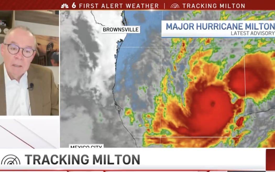 NBC metereologist John Morales reacts to the scale of Hurricane Milton on the air.