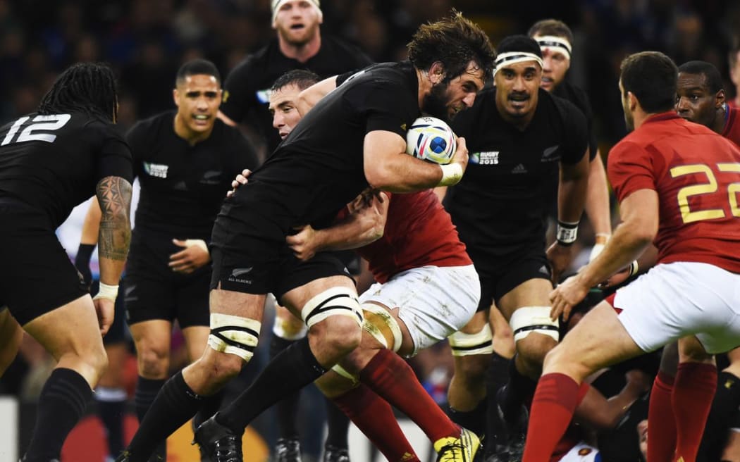 Sam Whitelock during the All Blacks v France quarter final.