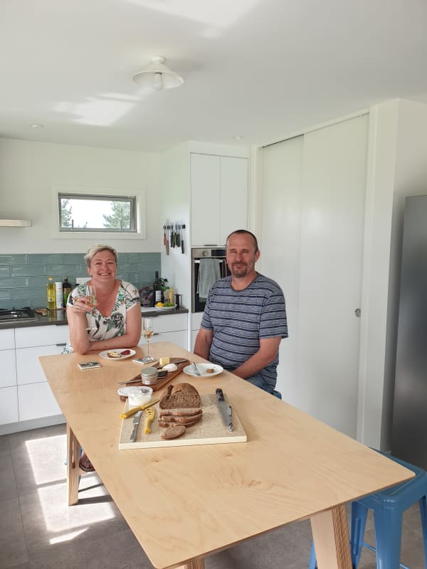 Frank and Lisa Cornelissen in the home they built together in Martinborough.