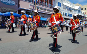 The Royal Bermuda Regiment Band in the Bermuda Day Parade on Front Street, Hamilton