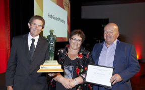 Colleen Upton with her colleagues after winning NZ Master Plumber of the Year