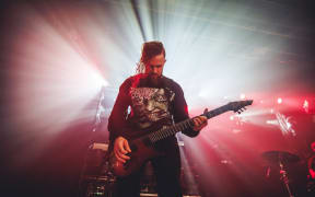 Zach Householder of Whitechapel performs at La Riviera on 18 October, 2023 in Madrid, Spain.