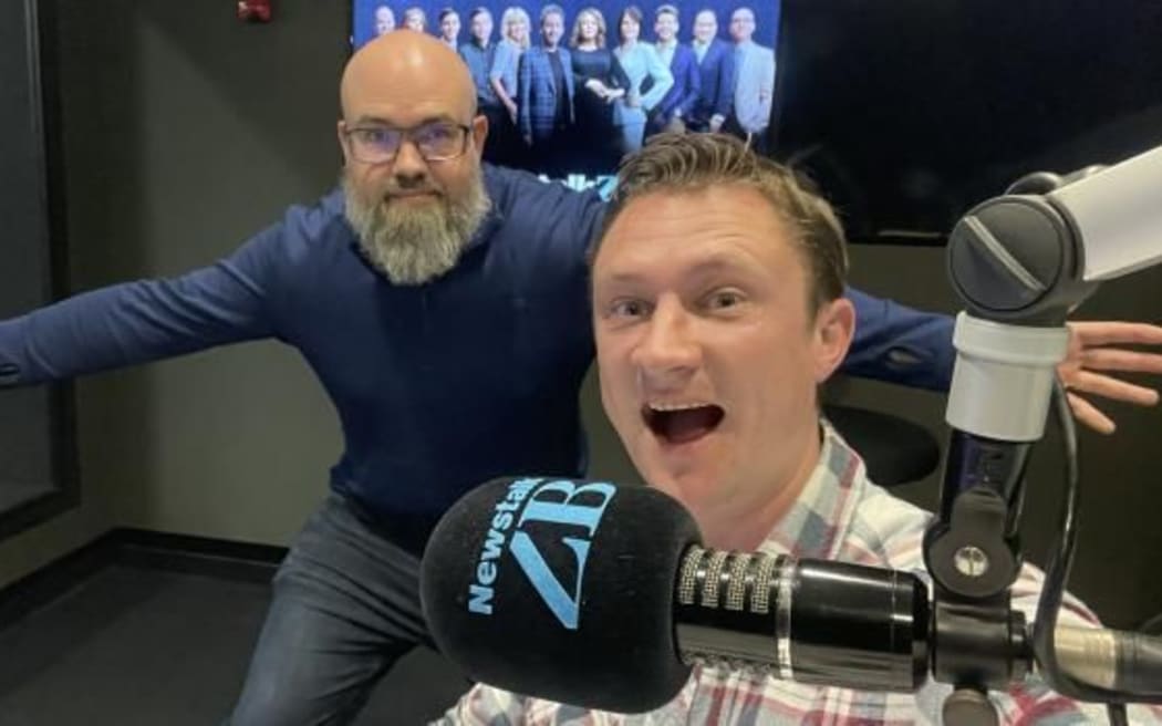Hamish Williams and Kyle MacDonald hosting The Nutters Club radio show on Newstalk ZB.