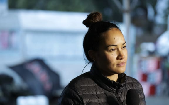 Pania Newton before today's hīkoi from Ihumātao to the Prime Minister's office in Mount Albert.