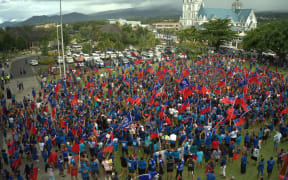 Toa Samoa supporters rally for their national rugby league team.
