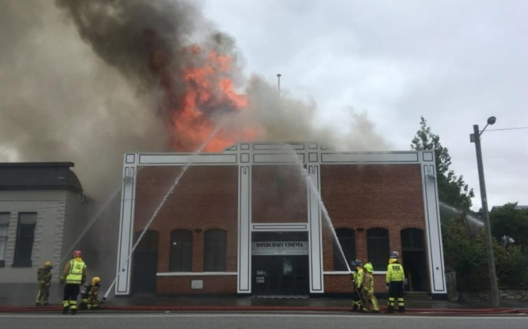 Firefighters fighting a blaze at the Roxburgh Town Hall on 6 February, 2024.