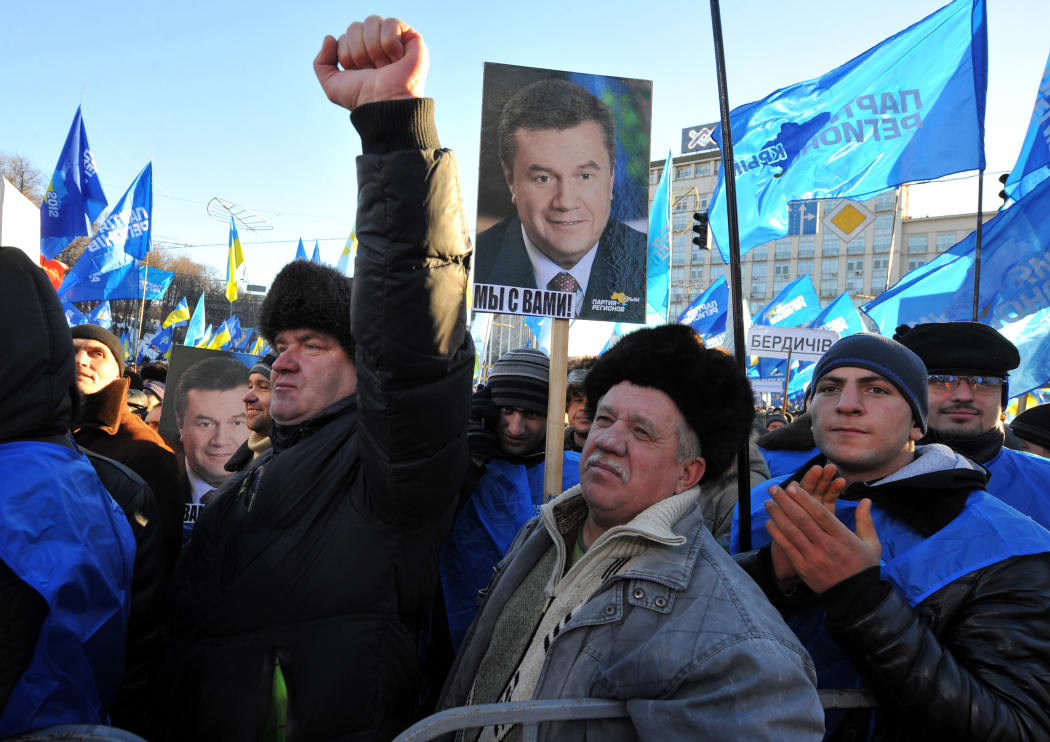 Supporters of President Viktor Yanukovych held a mass rally in Kiev on Saturday.
