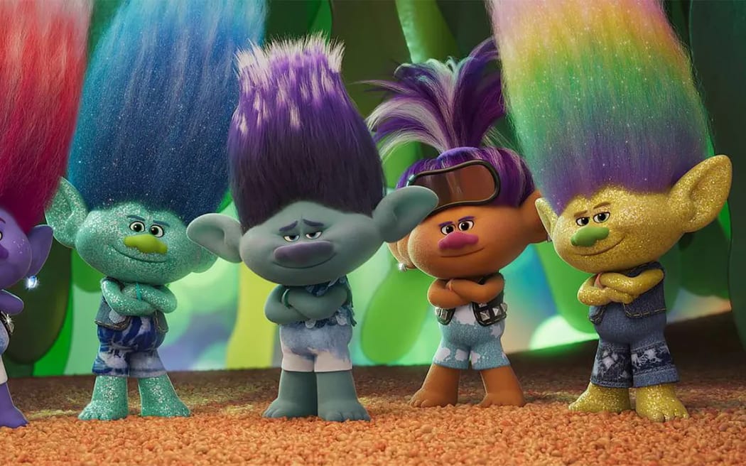 Promo image for the animated film Trolls Band Together