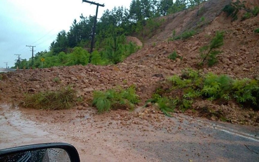 Landslide in Veisari which is currently blocking Queens Highway.