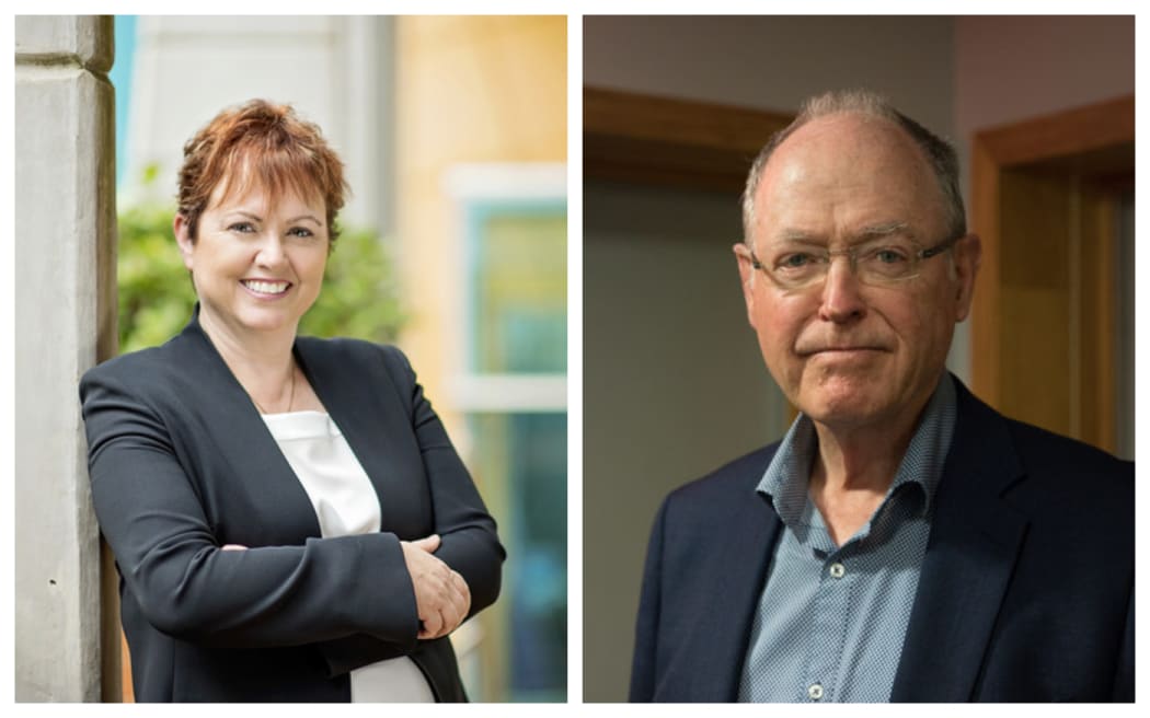 Massey University vice-chancellor Jan Thomas and Don Brash