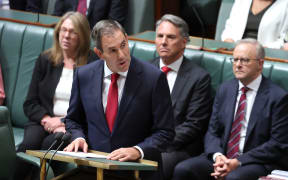 Australian Treasurer Jim Chalmers delivers his fourth Federal budget at the Parliament House in Canberra on March 25, 2025. (Photo by David GRAY / AFP)