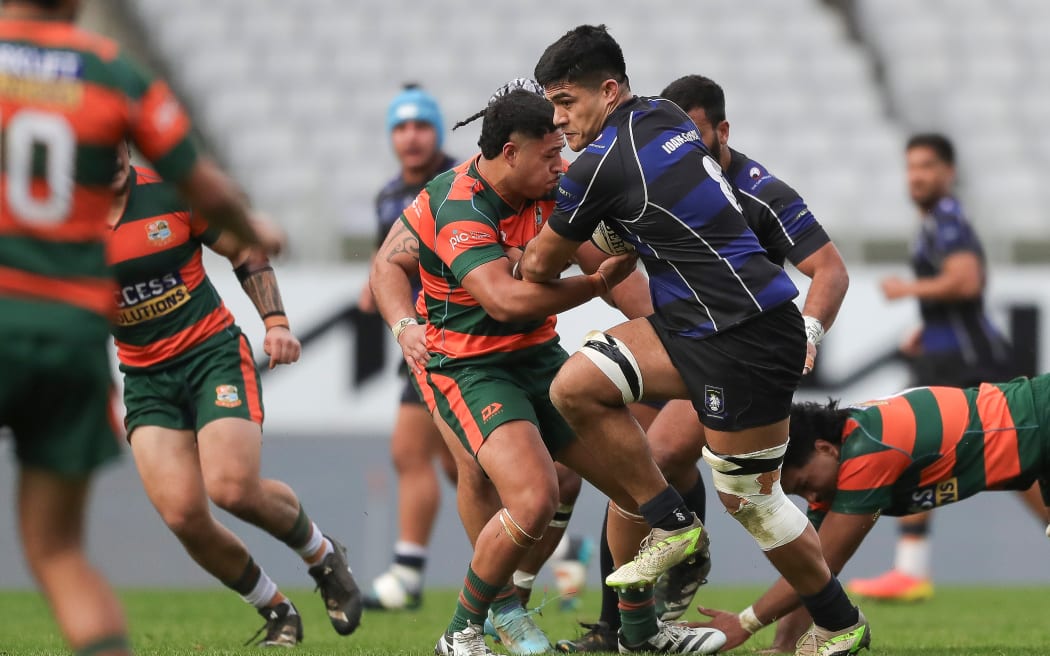 Ponsonby No.8 Pete Cowley. Ponsonby Rugby Club v Pakuranga. Gallaher Shield Rugby Union Final, 2024.