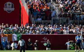 Jon RAHM (ESP) reacts to holing putt at 14th par 3 during Morning Foursomes session Ryder Cup Matches 2025,Bethpage Black,Farmington,Ny, USA.

© Matthew Harris Golf Collection

Credit: Matthew Harris  / Golf Picture Agency