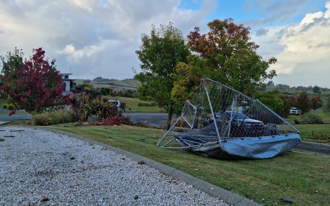 Damage to Kenny and Maree Cripps' house in Petra Way, Tasman.