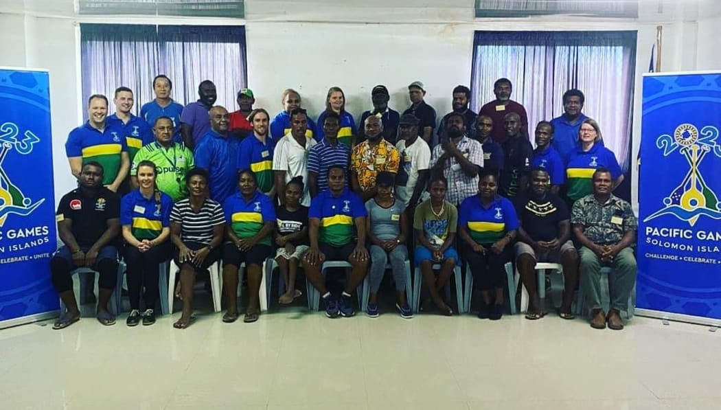 Aaron Alsop (2nd row - L) says volunteers are a key part of his staff in Honiara.