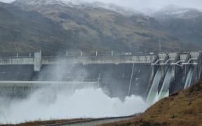 The Clutha River at the Clyde Dam is absolutely pumping following severe weather and heavy rain in the South Island.