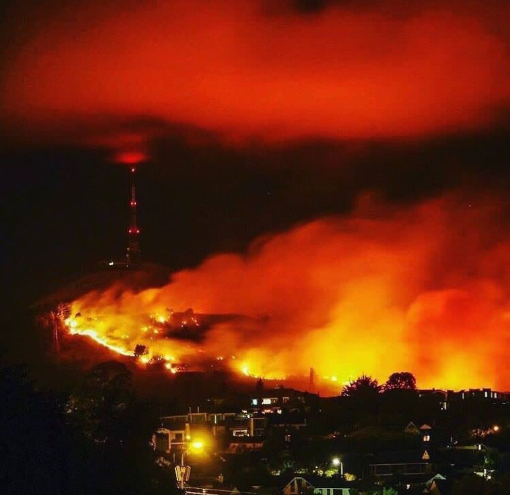 The fire seen from the Kordia transmission tower.