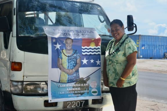 Election candidate Kairao Bauea campaigning in Kiribati’s biggest electorate and capital, South Tarawa, pictured on 13 August 2024.