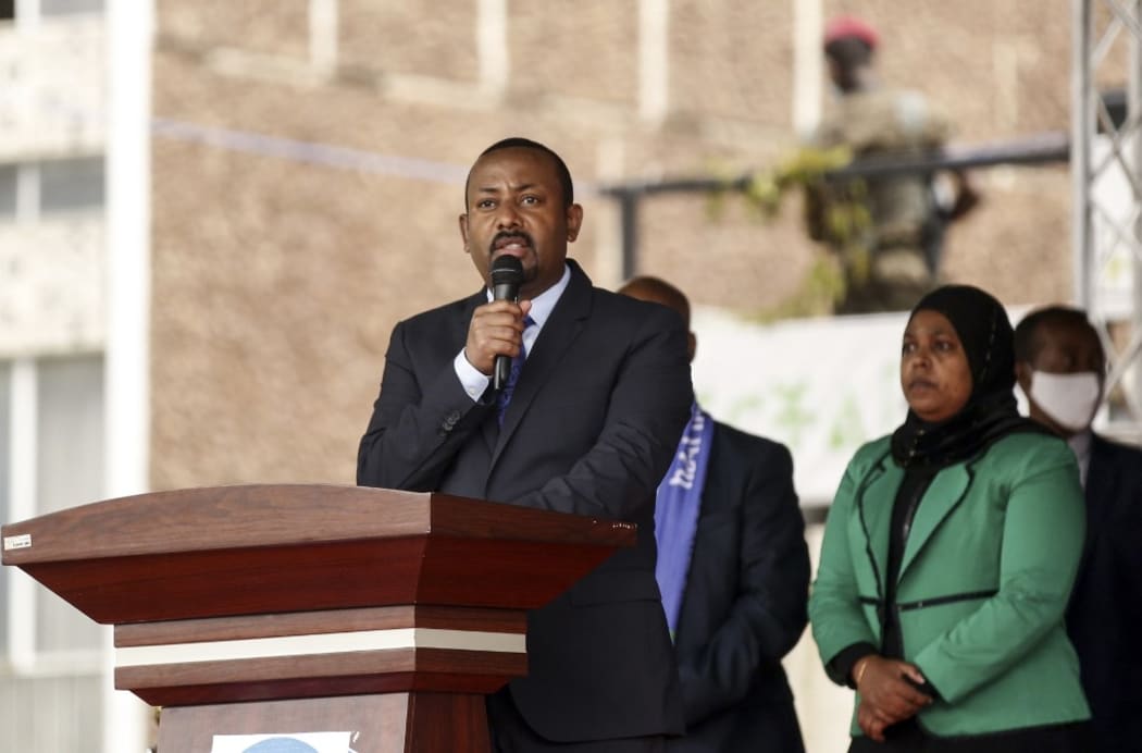 ADDIS ABABA, ETHIOPIA - SEPTEMBER 30: Prime Minister of Ethiopia, Abiy Ahmed speaks at the parade of Ethiopian Federal Police